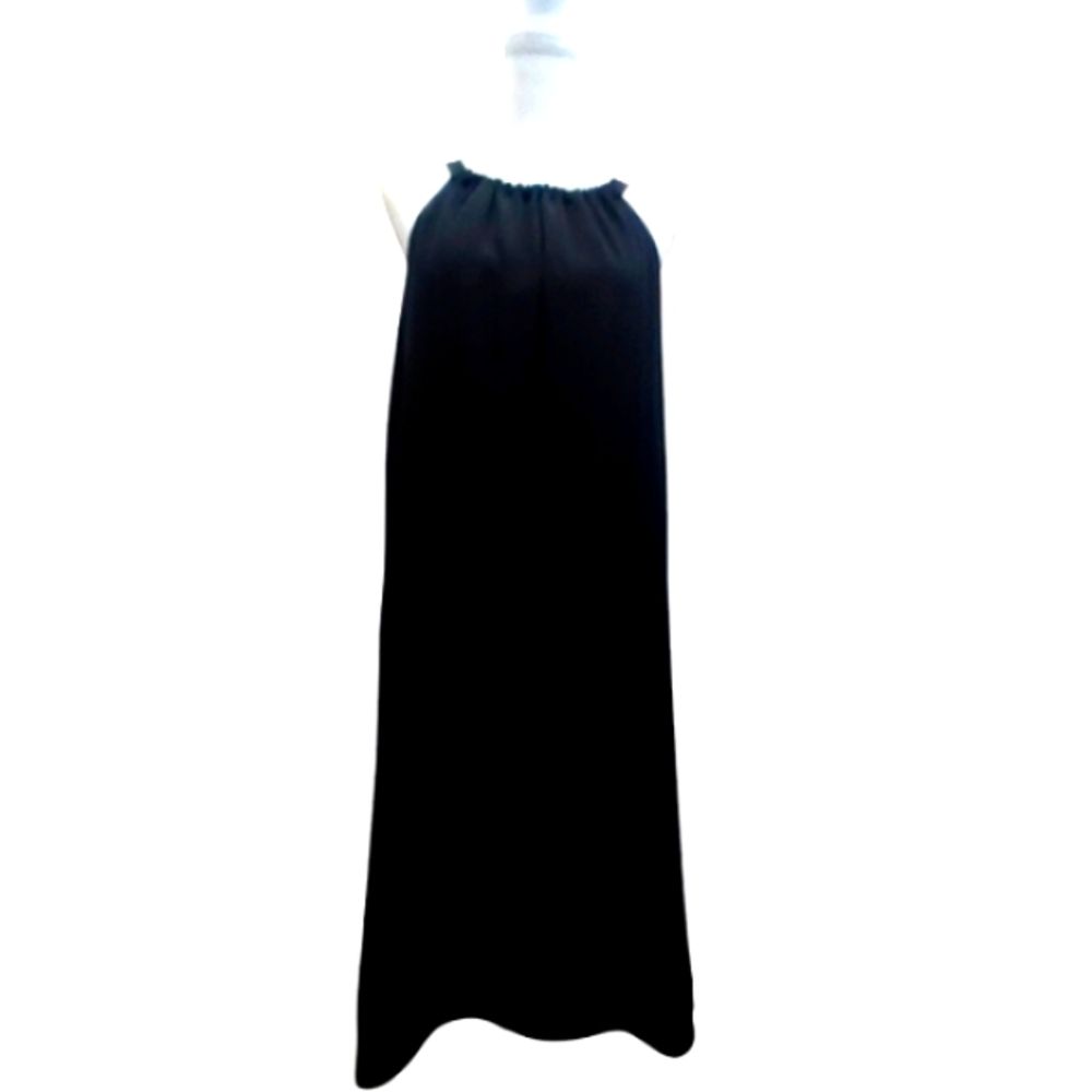 Madewell Women's 100% silk black halter shift midi dress Small